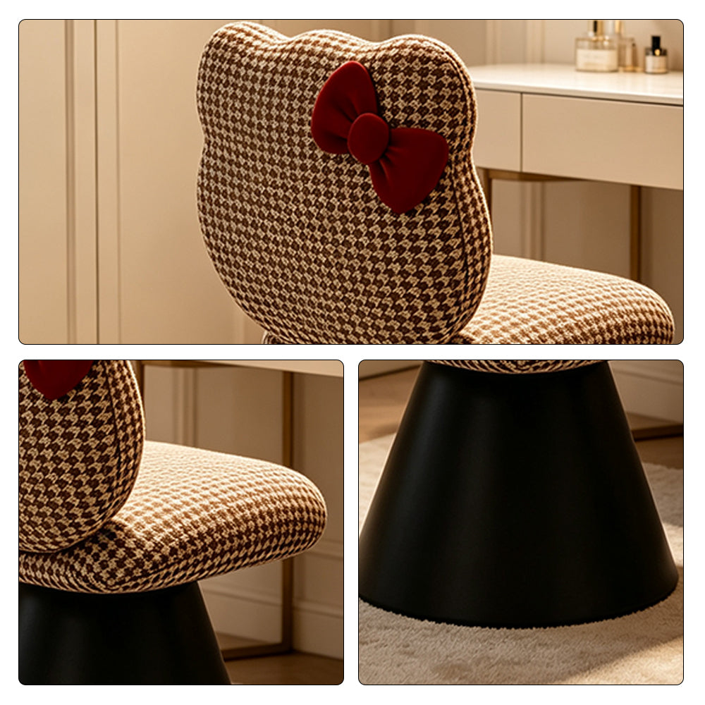 LIVARA Chair - Premium Houndstooth Velvet Upholstery with Solid Wood Frame, 360-Degree Silent Swivel Design for Home & Cafe Use - Beige