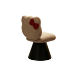 LIVARA Chair - Premium Houndstooth Velvet Upholstery with Solid Wood Frame, 360-Degree Silent Swivel Design for Home & Cafe Use - Beige