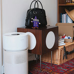 LIVARA Cube Accent Table Lamp with Circular Light Panels for Living Room Bedroom & Reading Corner - Dark Walnut