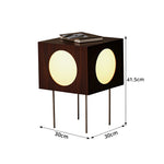 LIVARA Cube Accent Table Lamp with Circular Light Panels for Living Room Bedroom & Reading Corner - Dark Walnut