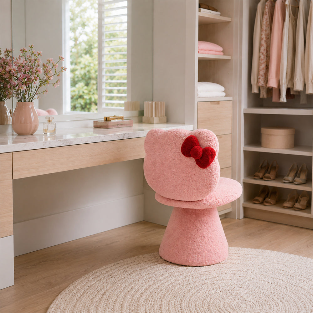 LIVARA Chair - Premium Houndstooth Velvet Upholstery with Solid Wood Frame, 360-Degree Silent Swivel Design for Home & Cafe Use - Pink