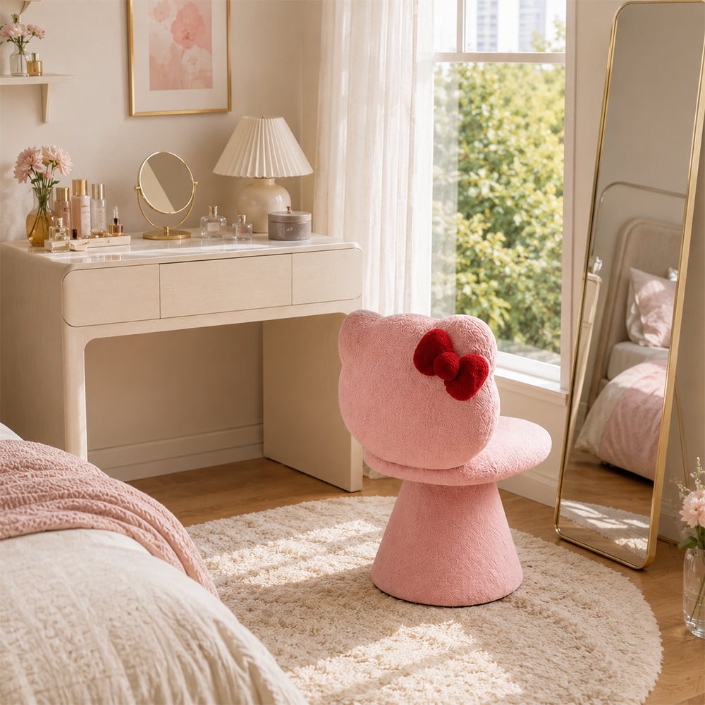 LIVARA Chair - Premium Houndstooth Velvet Upholstery with Solid Wood Frame, 360-Degree Silent Swivel Design for Home & Cafe Use - Pink