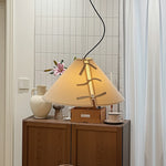LIVARA Stitched Fabric Cone Floor Lamp Soft Ambient Standing Light for Living Room Bedroom & Reading Corner - Beige & Black