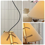 LIVARA Stitched Fabric Cone Floor Lamp Soft Ambient Standing Light for Living Room Bedroom & Reading Corner - Beige & Black