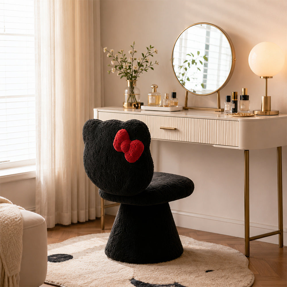 LIVARA Chair - Premium Houndstooth Velvet Upholstery with Solid Wood Frame, 360-Degree Silent Swivel Design for Home & Cafe Use - Black