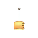 LIVARA Ribbon-Tied Fabric Drum Pendant Light Soft Ambient Hanging Lamp for Dining Room Bedroom & Living Room - Beige & Brown