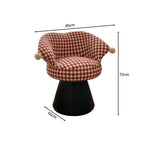 LIVARA Vanity Stool - Imported Cotton Linen Upholstery with 360-Degree Swivel Design, Curved Backrest Makeup Chair for Bedroom & Dressing Room - Red