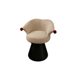 LIVARA Vanity Chair - Imported Cotton Linen Upholstery with Solid Wood Frame, 360-Degree Silent Swivel Design, Curved Back Makeup Stool for Bedroom - Cream