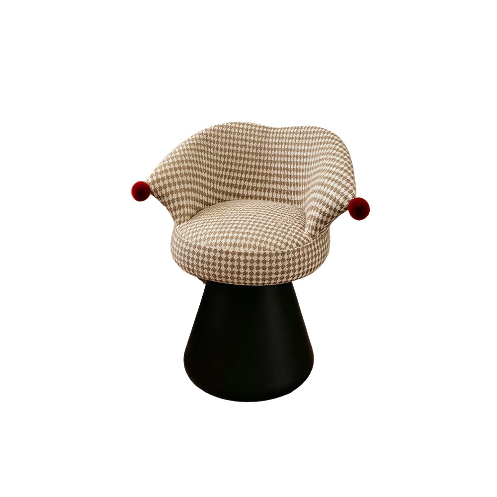 LIVARA Vanity Chair - Imported Cotton Linen Upholstery with Solid Wood Frame, 360-Degree Silent Swivel Design, Curved Back Makeup Stool for Bedroom - Cream