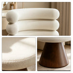 LIVARA Vanity Chair - Layered Backrest with Solid Wood Frame, Soft Cream Upholstery, 360-Degree Quiet Swivel Makeup Chair for Bedroom - Cream
