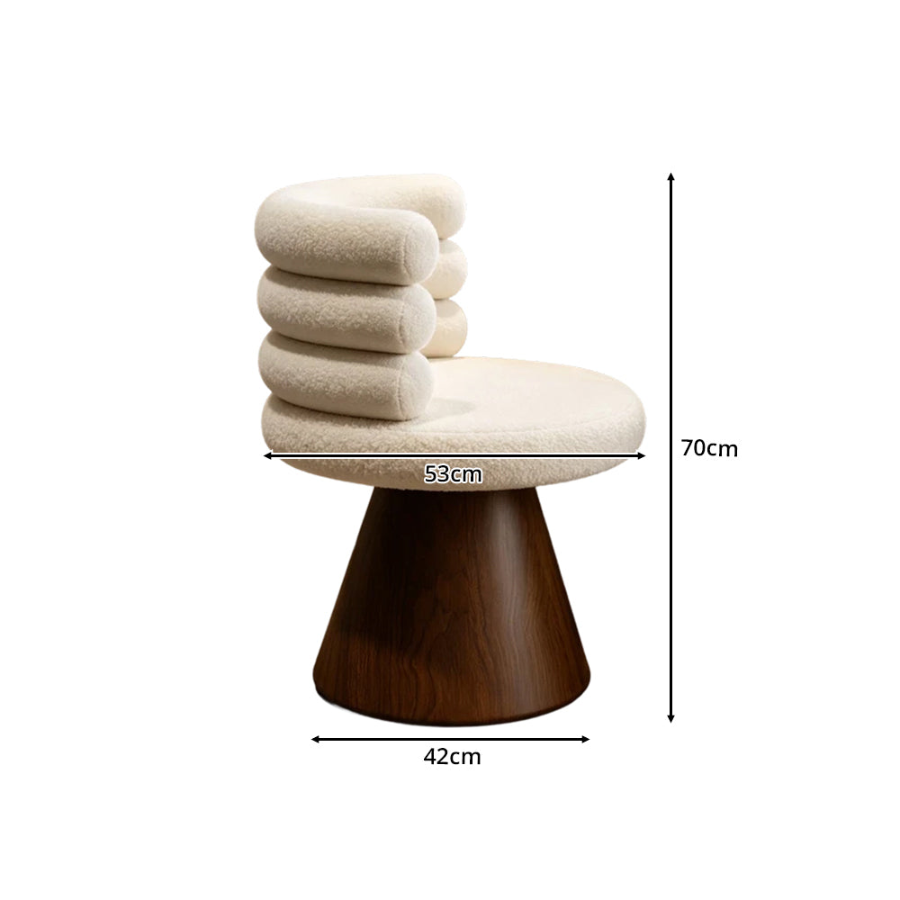 LIVARA Vanity Chair - Layered Backrest with Solid Wood Frame, Soft Cream Upholstery, 360-Degree Quiet Swivel Makeup Chair for Bedroom - Cream