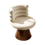 LIVARA Vanity Chair - Layered Backrest with Solid Wood Frame, Soft Cream Upholstery, 360-Degree Quiet Swivel Makeup Chair for Bedroom - Cream