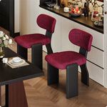 LIVARA Chair - Soft Chenille Upholstery with Thickened Steel Tube Frame, Saddle Leather Legs, Curved Padded Backrest for Home & Office Use - Red