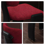 LIVARA Chair - Soft Chenille Upholstery with Thickened Steel Tube Frame, Saddle Leather Legs, Curved Padded Backrest for Home & Office Use - Red