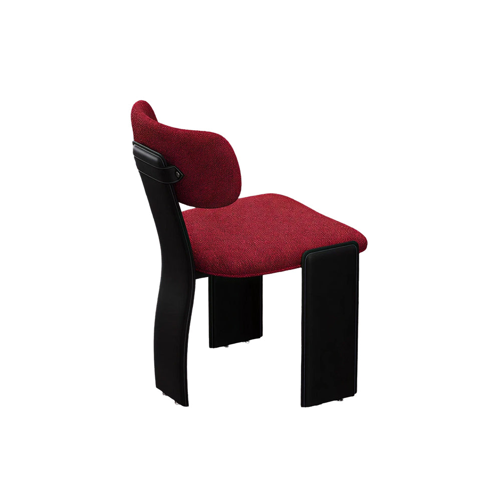 LIVARA Chair - Soft Chenille Upholstery with Thickened Steel Tube Frame, Saddle Leather Legs, Curved Padded Backrest for Home & Office Use - Red