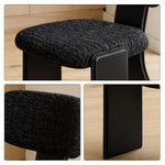 LIVARA Chair - Soft Chenille Upholstery with Thickened Steel Tube Frame, Saddle Leather Legs, Curved Padded Backrest for Home & Office Use - Black