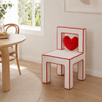 LIVARA Vanity Chair - Heart Shape Design with CS Scratch-Resistant Fabric, Solid Wood Frame, Cute Makeup Chair for Bedroom & Dressing Room - Red & White