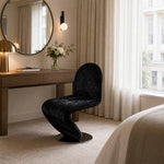 LIVARA Accent Chair - Starry Black Chenille Upholstery with Stainless Steel Base, 360-Degree Swivel Designer Chair for Living Room & Bedroom - Black