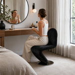 LIVARA Accent Chair - Starry Black Chenille Upholstery with Stainless Steel Base, 360-Degree Swivel Designer Chair for Living Room & Bedroom - Black
