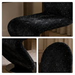 LIVARA Accent Chair - Starry Black Chenille Upholstery with Stainless Steel Base, 360-Degree Swivel Designer Chair for Living Room & Bedroom - Black