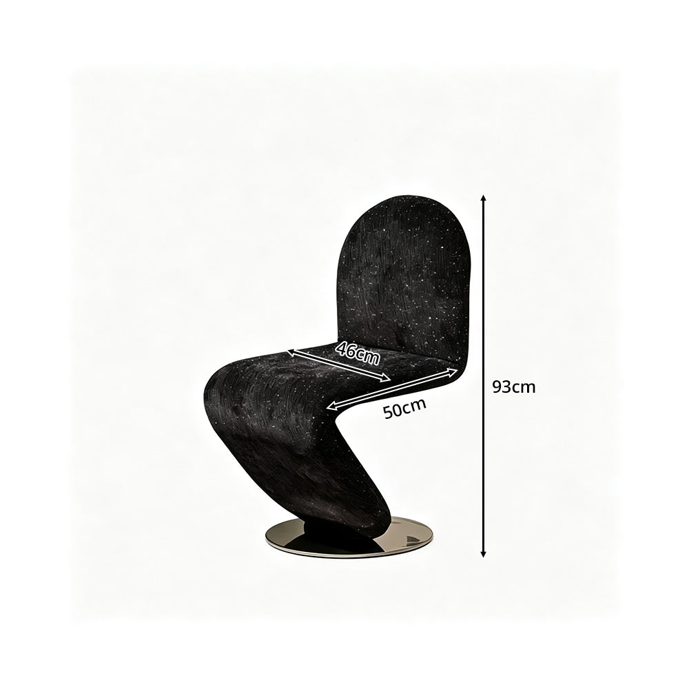 LIVARA Accent Chair - Starry Black Chenille Upholstery with Stainless Steel Base, 360-Degree Swivel Designer Chair for Living Room & Bedroom - Black