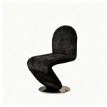 LIVARA Accent Chair - Starry Black Chenille Upholstery with Stainless Steel Base, 360-Degree Swivel Designer Chair for Living Room & Bedroom - Black