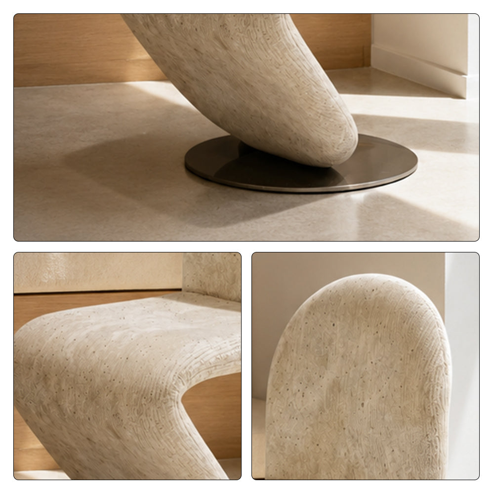LIVARA Accent Chair - Sculptural S-Curve Design with Soft Fabric Upholstery and Stainless Steel Base, Modern Swivel Lounge Chair for Living Room & Dining Room - Beige