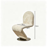 LIVARA Accent Chair - Sculptural S-Curve Design with Soft Fabric Upholstery and Stainless Steel Base, Modern Swivel Lounge Chair for Living Room & Dining Room - Beige