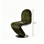 LIVARA Accent Chair - Sculptural S-Curve Design with Soft Fabric Upholstery and Stainless Steel Base, Modern Swivel Lounge Chair for Living Room & Dining Room - Green