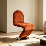 LIVARA Accent Chair - Sculptural S-Curve Design with Soft Fabric Upholstery and Stainless Steel Base, Modern Swivel Lounge Chair for Living Room & Dining Room - Brown
