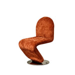 LIVARA Accent Chair - Sculptural S-Curve Design with Soft Fabric Upholstery and Stainless Steel Base, Modern Swivel Lounge Chair for Living Room & Dining Room - Brown