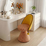LIVARA Vanity Chair - Patchwork Seat with Dutch Velvet Backrest, 360-Degree Swivel Makeup Chair for Bedroom & Dressing Room - Yellow