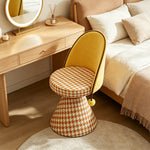 LIVARA Vanity Chair - Patchwork Seat with Dutch Velvet Backrest, 360-Degree Swivel Makeup Chair for Bedroom & Dressing Room - Yellow