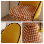 LIVARA Vanity Chair - Patchwork Seat with Dutch Velvet Backrest, 360-Degree Swivel Makeup Chair for Bedroom & Dressing Room - Yellow