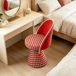 LIVARA Vanity Chair - Patchwork Seat with Dutch Velvet Backrest, 360-Degree Swivel Makeup Chair for Bedroom & Dressing Room - Red