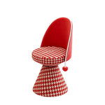 LIVARA Vanity Chair - Patchwork Seat with Dutch Velvet Backrest, 360-Degree Swivel Makeup Chair for Bedroom & Dressing Room - Red