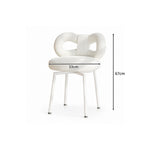 LIVARA Dining Chair - Soft Sherpa Upholstery with Swivel Design, Elegant Bow Backrest Accent Chair for Bedroom, Dining Room & Vanity Use - Cream White