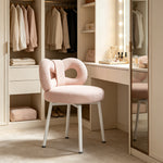 LIVARA Dining Chair - Soft Sherpa Upholstery with Swivel Design, Elegant Bow Backrest Accent Chair for Bedroom, Dining Room & Vanity Use - Pink