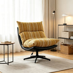 LIVARA Lounge Chair - Stripe Fabric Upholstery with Adjustable Height and 360-Degree Swivel Base, Modern Relaxing Chair for Living Room & Bedroom - Yellow