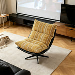 LIVARA Lounge Chair - Stripe Fabric Upholstery with Adjustable Height and 360-Degree Swivel Base, Modern Relaxing Chair for Living Room & Bedroom - Yellow