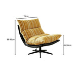 LIVARA Lounge Chair - Stripe Fabric Upholstery with Adjustable Height and 360-Degree Swivel Base, Modern Relaxing Chair for Living Room & Bedroom - Yellow