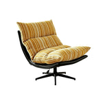 LIVARA Lounge Chair - Stripe Fabric Upholstery with Adjustable Height and 360-Degree Swivel Base, Modern Relaxing Chair for Living Room & Bedroom - Yellow