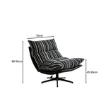 LIVARA Lounge Chair - Stripe Fabric Upholstery with Adjustable Height and 360-Degree Swivel Base, Modern Relaxing Chair for Living Room & Bedroom - Black & White