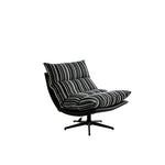 LIVARA Lounge Chair - Stripe Fabric Upholstery with Adjustable Height and 360-Degree Swivel Base, Modern Relaxing Chair for Living Room & Bedroom - Black & White