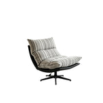 LIVARA Lounge Chair - Stripe Fabric Upholstery with Adjustable Height and 360-Degree Swivel Base, Modern Relaxing Chair for Living Room & Bedroom - Grey & White