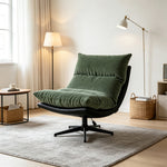 LIVARA Lounge Chair - Corduroy Upholstery with Adjustable Height and 360-Degree Swivel Base, Modern Reclining Accent Chair for Living Room & Bedroom - Green
