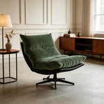 LIVARA Lounge Chair - Corduroy Upholstery with Adjustable Height and 360-Degree Swivel Base, Modern Reclining Accent Chair for Living Room & Bedroom - Green