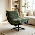 LIVARA Lounge Chair - Corduroy Upholstery with Adjustable Height and 360-Degree Swivel Base, Modern Reclining Accent Chair for Living Room & Bedroom - Green