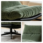 LIVARA Lounge Chair - Corduroy Upholstery with Adjustable Height and 360-Degree Swivel Base, Modern Reclining Accent Chair for Living Room & Bedroom - Green