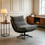 LIVARA Lounge Chair - Corduroy Upholstery with Adjustable Height and 360-Degree Swivel Base, Modern Reclining Accent Chair for Living Room & Bedroom - Grey